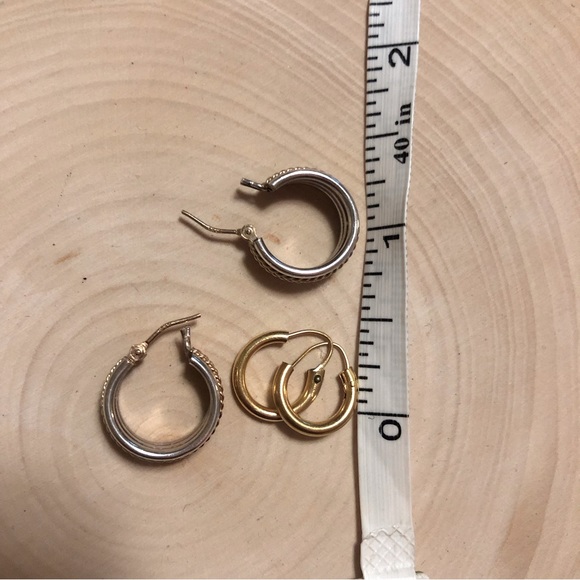 14k Gold/sterling Hoop Earrings with 10k GF tiny Hoops. - Picture 12 of 15